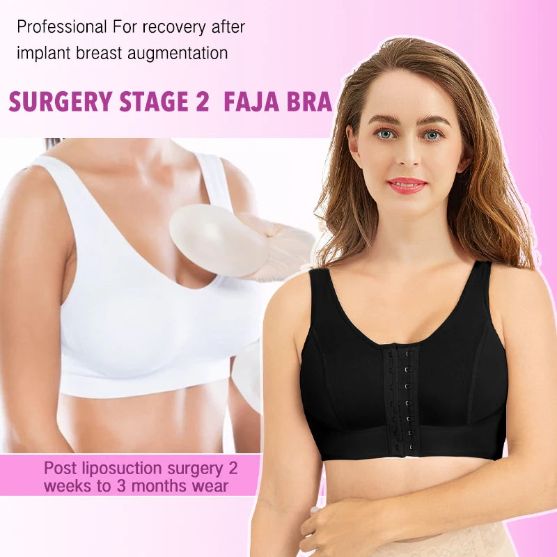 Women Breast Operation Shaper Bra Post Surgery Recovery Tops Shapewear Faja With Adjustable Hooks Front